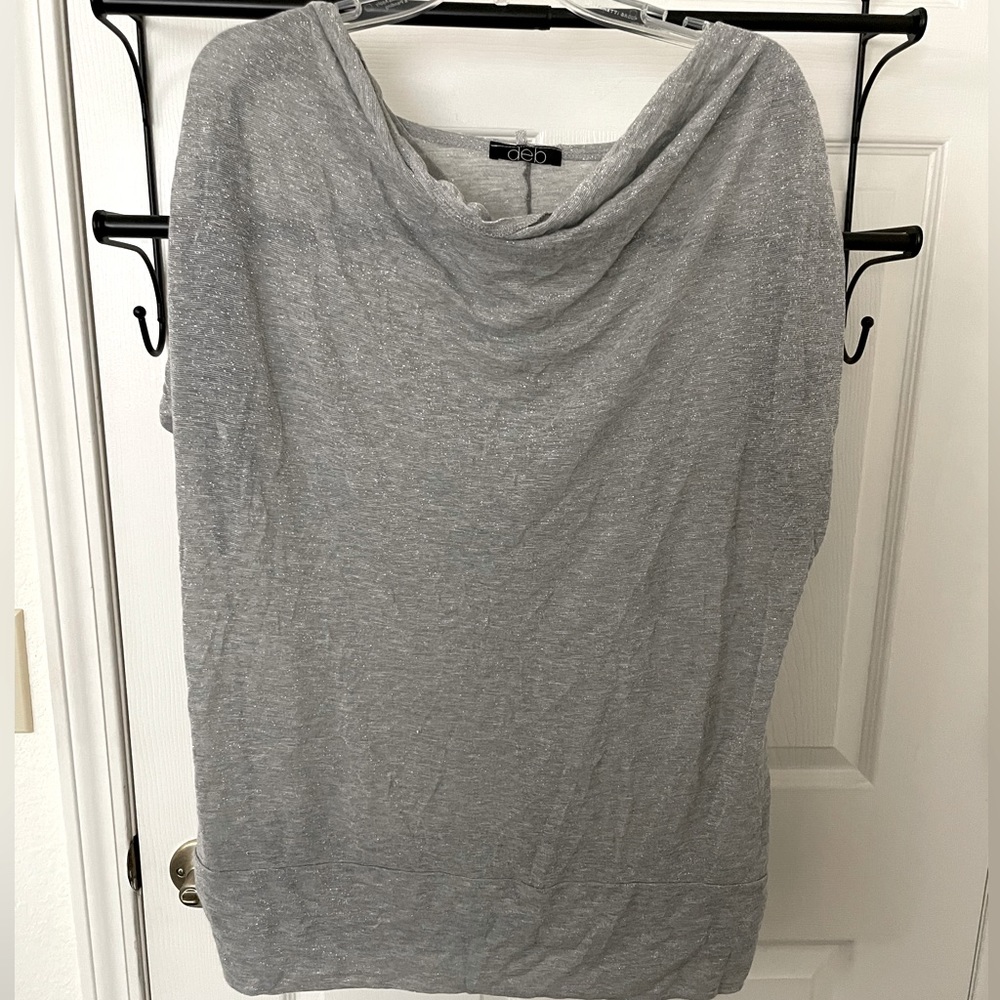 Deb silver sparkle cowl neck blouse
